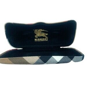 BURBERRY Classic Nova Check Plaid Clam-Shell Hard EyeGlass Sunglass Case Italy